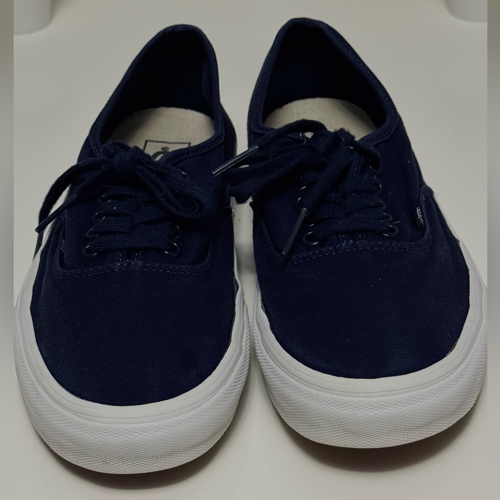 Vans Dark Blue Canvas Shoes with White Soles